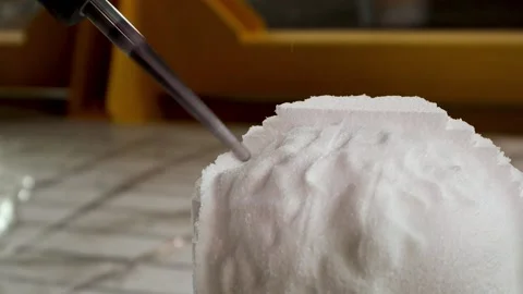 042 production of a 3d model of the head made of foam on a five-axis cnc mac Stock Footage 154897377