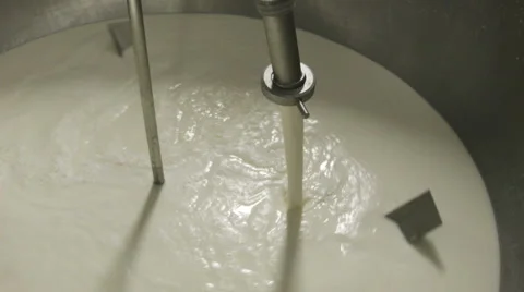 0421 Producing new cheese on the Alps in Italy. Working on the curd. Video stock 40650613
