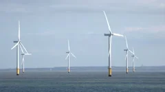 wind turbines in liverpool bay, irish sea, england, uk