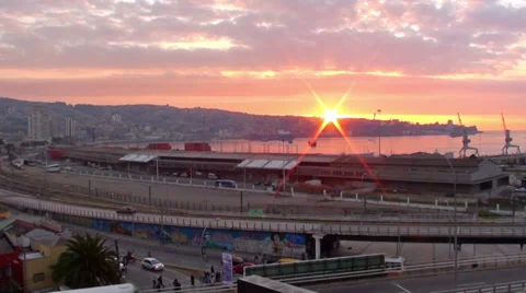 0422 Sunset at Valparaiso Stock Footage 36667805