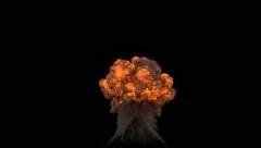 4K impressive atomic huge explosion isolated on black