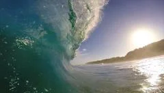 POV Surfing View Empty Ocean Wave Crashing