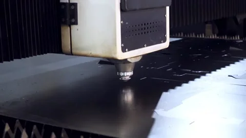 043 cutting sheet metal on a laser cnc machine Stock Footage 155307394