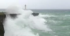 Huge Hurricane Waves Crash Into Cliffs