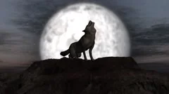 wolf howling at full moon + individual elements on green screen
