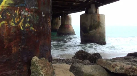 0433 Under the Pier Stock Footage 36539446