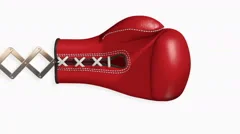 A Comical Red Boxing Glove on Extension Scissors