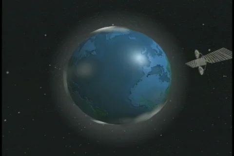 0438 Satellite orbiting Earth  Stock Footage 709624