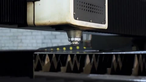 044 cutting sheet metal on a laser cnc machine Stock Footage 155307346