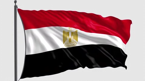 044 Flag of Egypt with Alpha channel 3D Rendering 044 Stock Footage 159211929