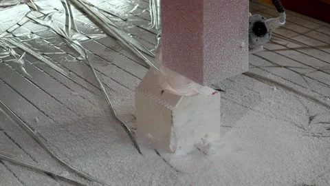 044 production of a 3d model of the head made of foam on a five-axis cnc mac Stock Footage 154897396