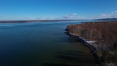 044 Siberian river and forest from above Stock Footage 166573453