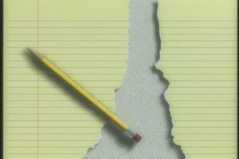0440 Notebook paper pencil  Stock Footage 709537