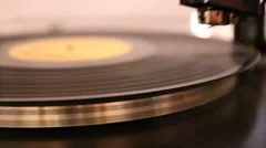 Old gramophone turntable with record running stock video