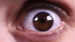 Scared, intense, terrified, surprised woman brown close up eye