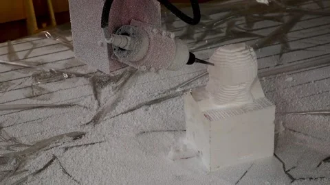 045 production of a 3d model of the head made of foam on a five-axis cnc mac Stock Footage 154897473