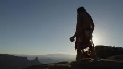4K Native American Stands in Sunset Canyons