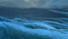 rough sea rain loop of big waves in an agitated ocean.