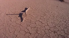 Sunset Shadow on Dry Desert Lake Bed