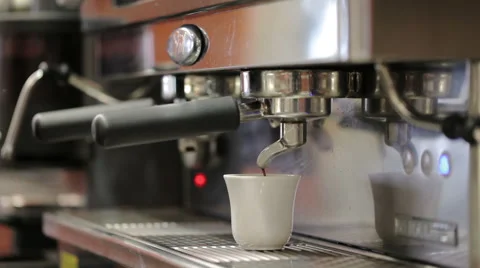 0461 Preparing fresh expresso in a bar with coffee machine Stock Footage 42712622
