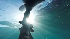 Savior Rescuer Salvation Hand Man Drowning Saved By Lifeguard Underwater Sun