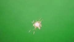 Floating sparkler on green screen 4K