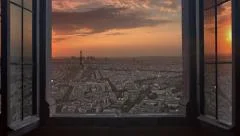 paris cityscape skyline time lapse from day to night 4k