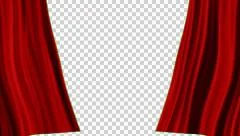 Red Curtains open, alpha channel,   transparent background