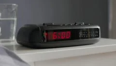 Digital Alarm Clock 6AM, tracking shot