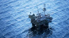 Oil Rig Drilling Platform Ocean Sunset