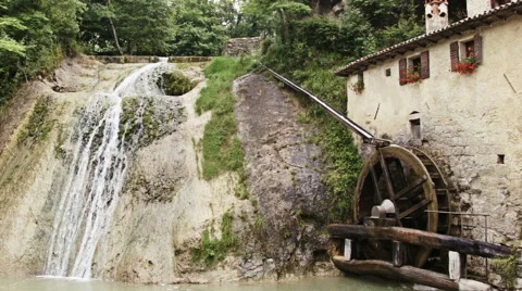 0474 Old water mill in the Alps in Italy Stock Footage 42822336
