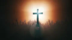 Worship crowd with Cross and Dove