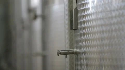 0477 Selective focus on steel wine barrel Video stock 42823019