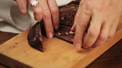 0485 A couple tasting a chocolate cake. Stock Footage 42853791