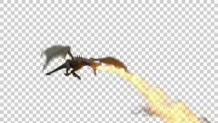 Realistic Dragon flying and breathing fire. Looped clip with alpha channel.