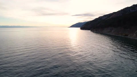 049 Baikal, sunset panorama 库存影片 166573458