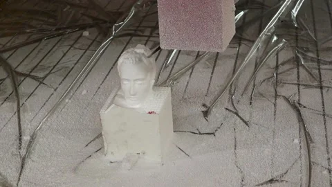 049 production of a 3d model of the head made of foam on a five-axis cnc mac Stock Footage 154897524