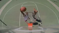 Overhead Angle of Two People Playing Basketball Outside, 4K