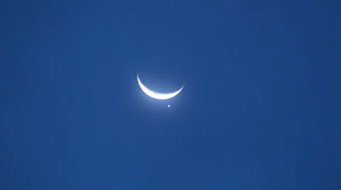 0494 Moon and Venus Stock Footage 35656206