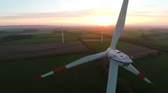 Muensterland, Germany - 20 April 2015, Wind turbines at sunset producing energy