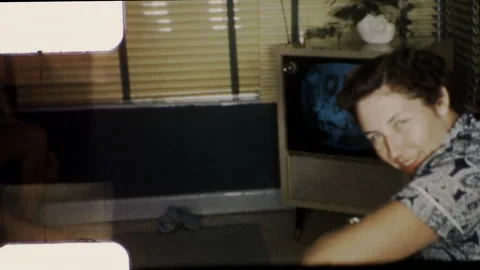 05/ 03 1952 L.A. Cal. Woman Watches TV Television Vintage Film Home Movie 8mm Stock Footage 210053283