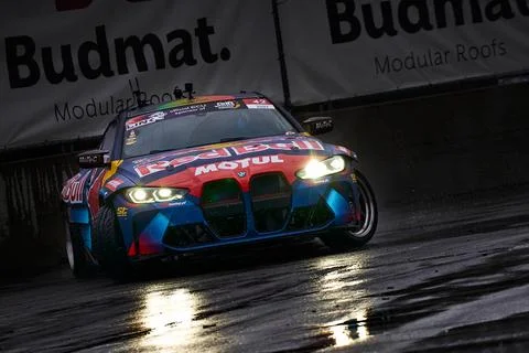 05-08-2021 Riga, Latvia Sport car drifting on the ground 库存照片