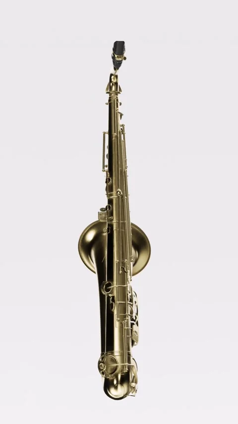 05 saxophon isolated in white background turning in loop in vertical format Stock Footage 243533850
