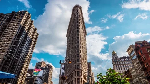 0508 UHD FlatIron Building, Time lapse in rush hours Stock Footage 43097753