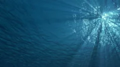 4K underwater ocean waves seamless loop animation with light rays