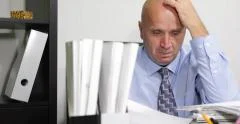 Pan View Office Business Bad Mood Stressed Accounting Man Check Paper Document