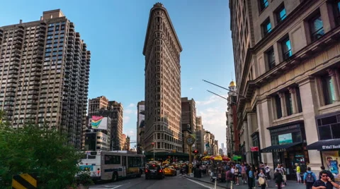 0510 FlatIron Building, Time lapse in rush hours Stock Footage 43102424