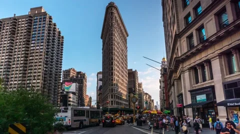 0510 UHD FlatIron Building, Time lapse in rush hours Stock Footage 43103872