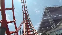 Riding a crazy roller coaster at the front seat POV