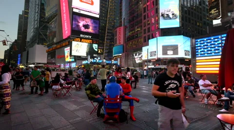 0514 Crowd of tourists in Times Square in summer time Stock Footage 43109748